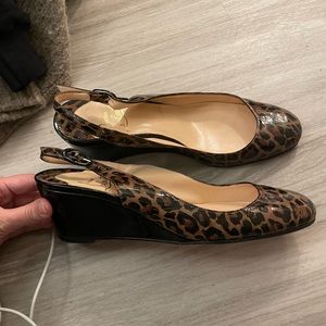 Leopard Print Slingback Wedge Shoes